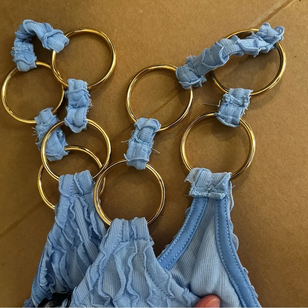 Blue Textured Jumpsuit - Picture 2 of 3